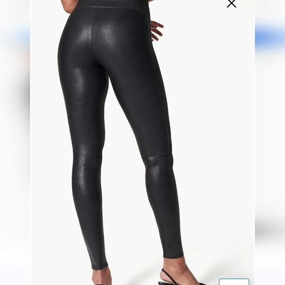 SPANX® Faux Leather Leggings Regular VERY BLACK, Size Medium - Picture 4 of 8